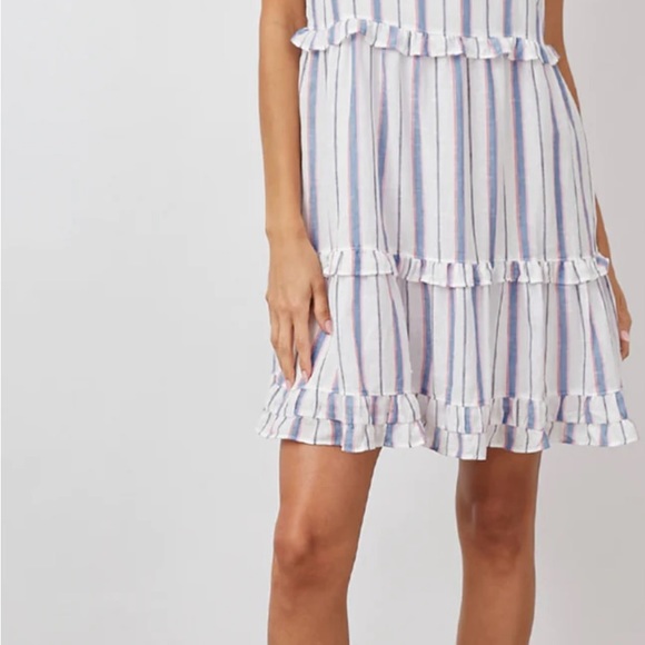 $198 Rails Sandy Tiered Dress in Tahiti Stripe size XL NWT Linen Rayon Cotton - Picture 4 of 16